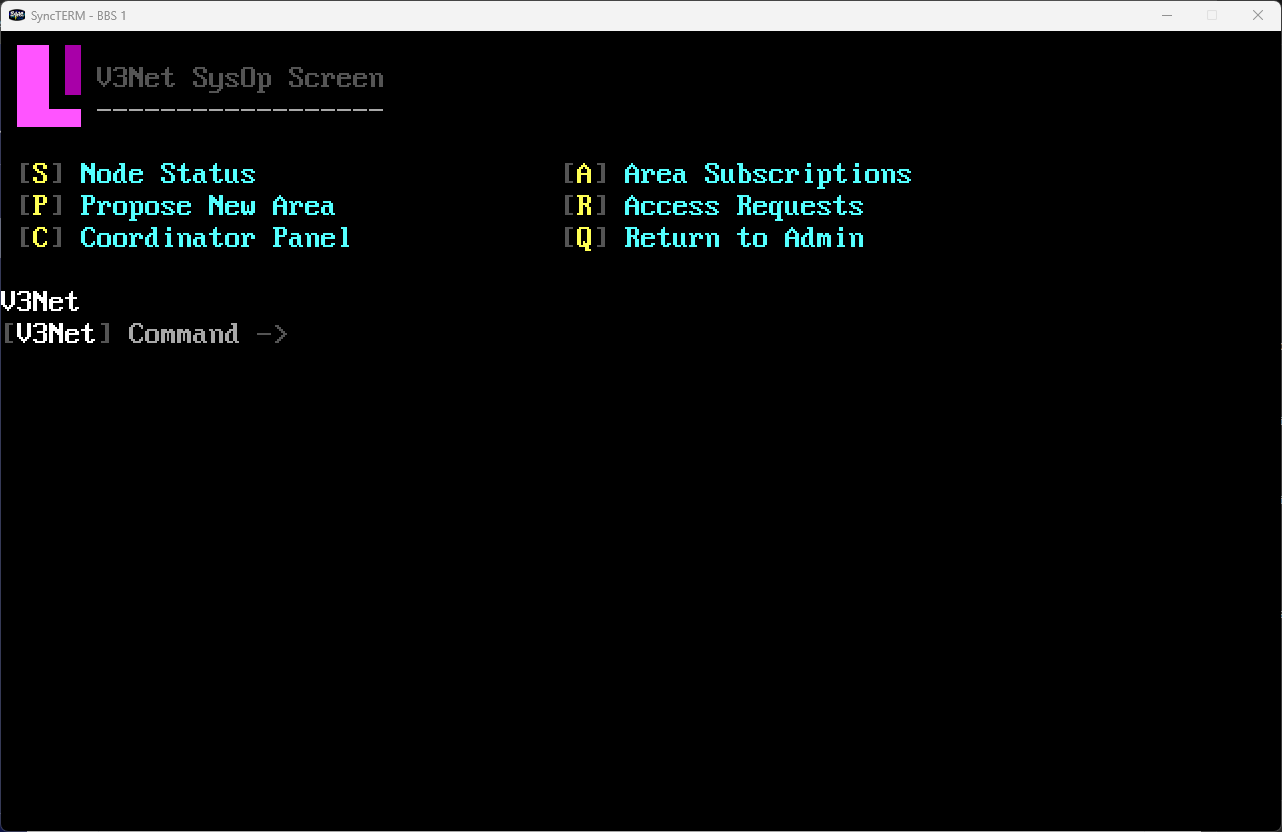 ViSiON/3 V3Net sysop Menu